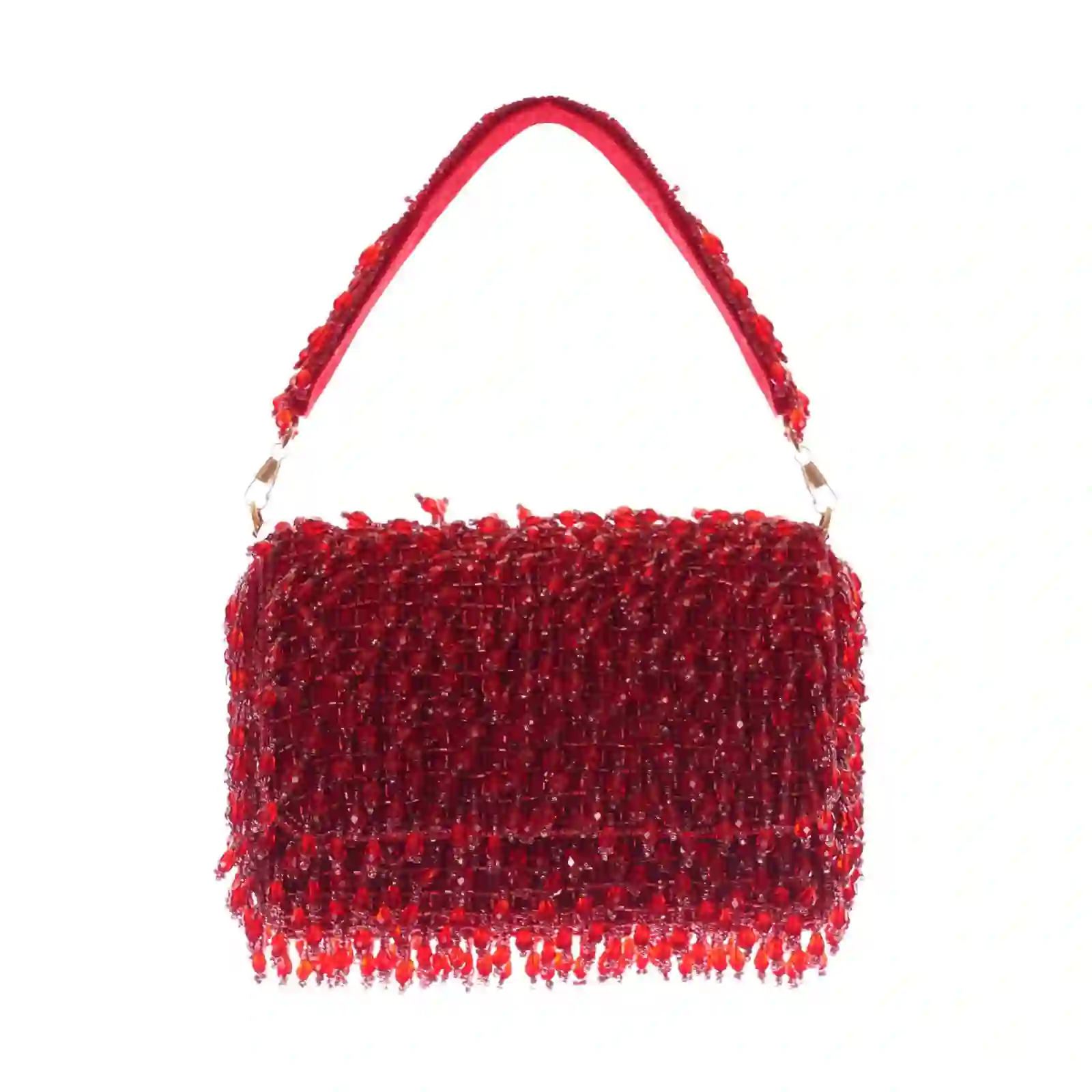 American Crystal Embedded Red Vintage Clutch Bag